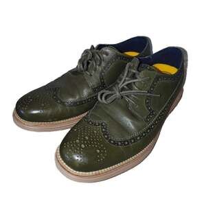 Cole Haan Lunarlon Wingtip Oxford Size 10 Men Dress Shoes Olive Green Leather